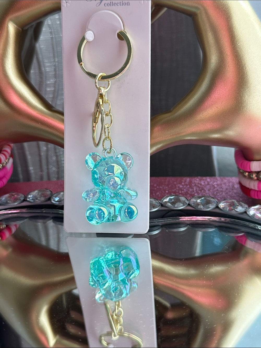 Unlisted Iridescent Aqua Teddy Bear Keychain - Picture 1 of 1